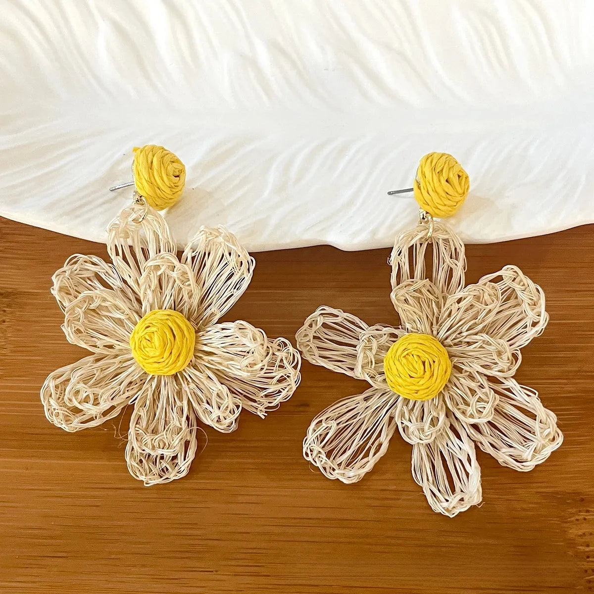 Wholesale Bohemian Handmade Woven Flower Earrings