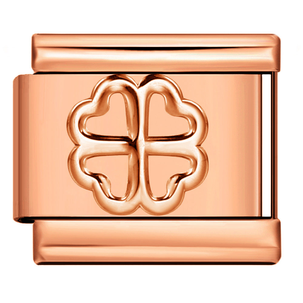 Wholesale Italian Charm Bracelet 9mm DIY Splicing Rose Gold Series Stainless Steel Composable Bracelet