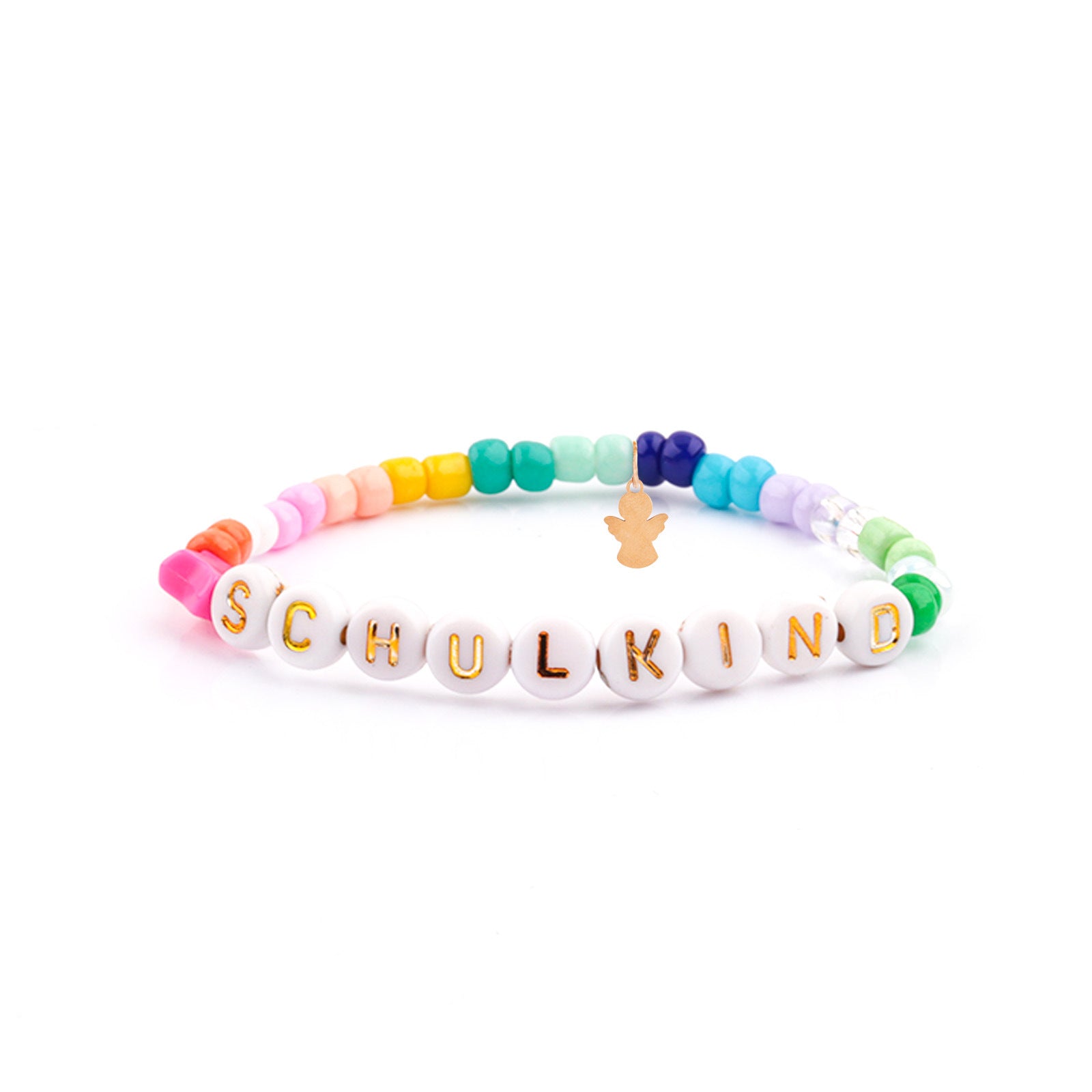 Wholesale School Season Girl Bracelet Red Striped Agate Pink Crystal Alphabet Bead  Unicorn Bracelet