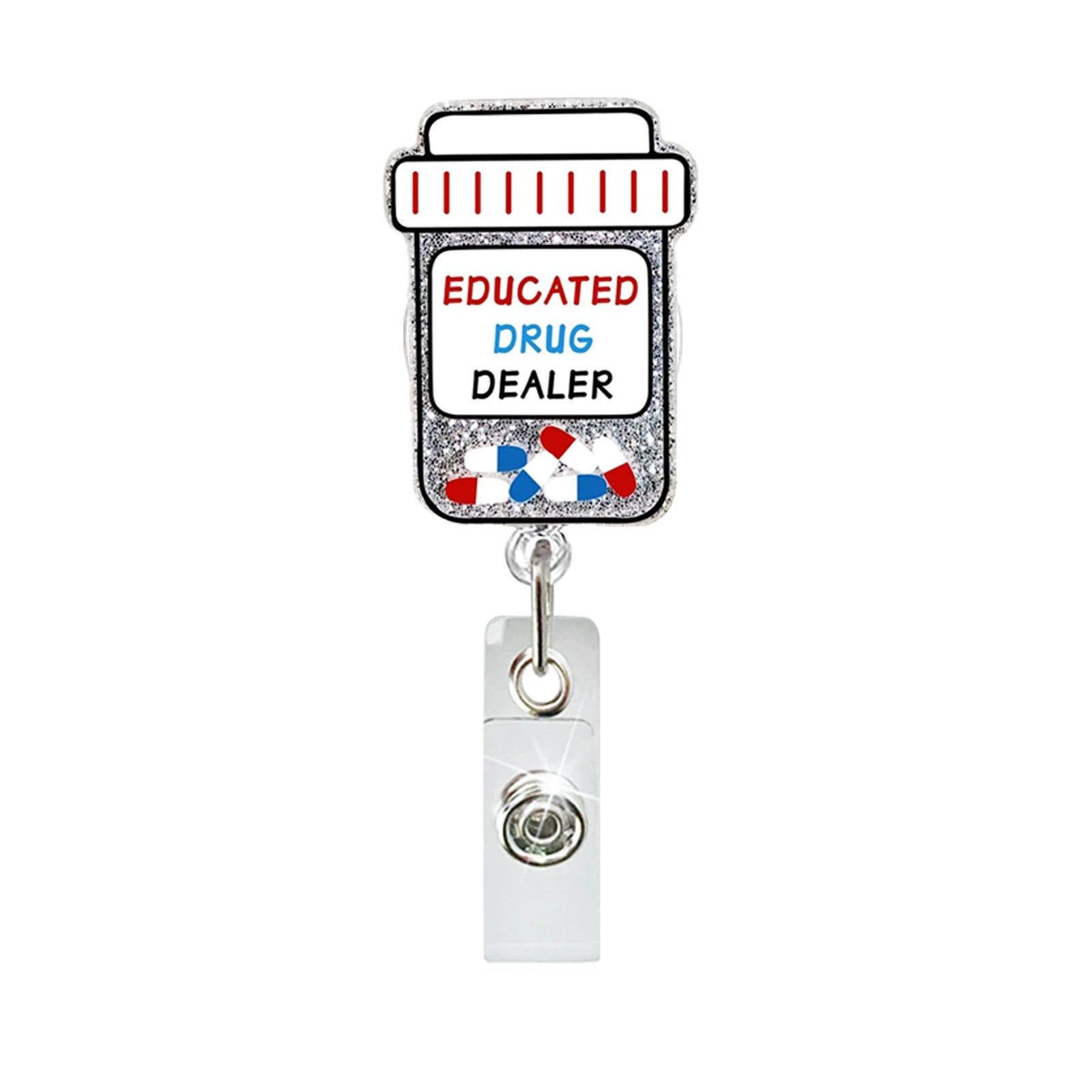 Wholesale Glitter Acrylic Doctor Easy-Pull  Badge Reels
