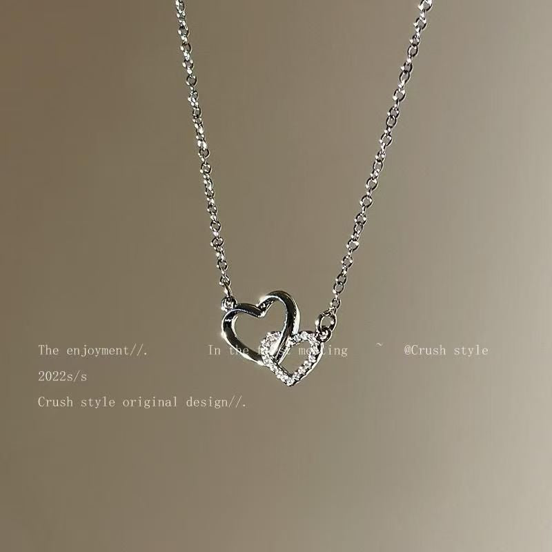 Wholesale Korean Style Heart Pendant Necklace Blue Tear Drop Design Trendy Silver Tone Finish Fashion Jewelry Accessory Casual Gift