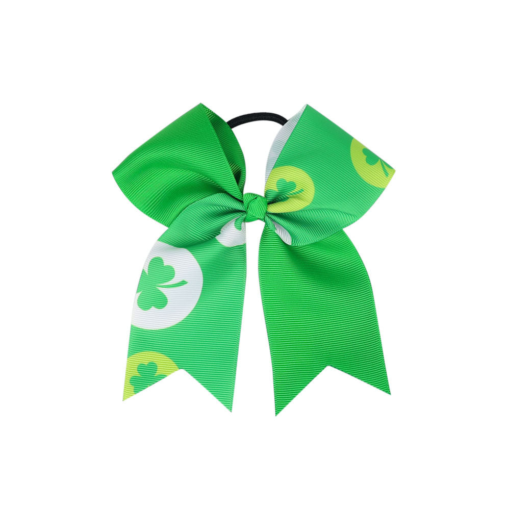 Wholesale  children's Clover dovetail bow rubber band St. Patrick's holiday hair scrunchies