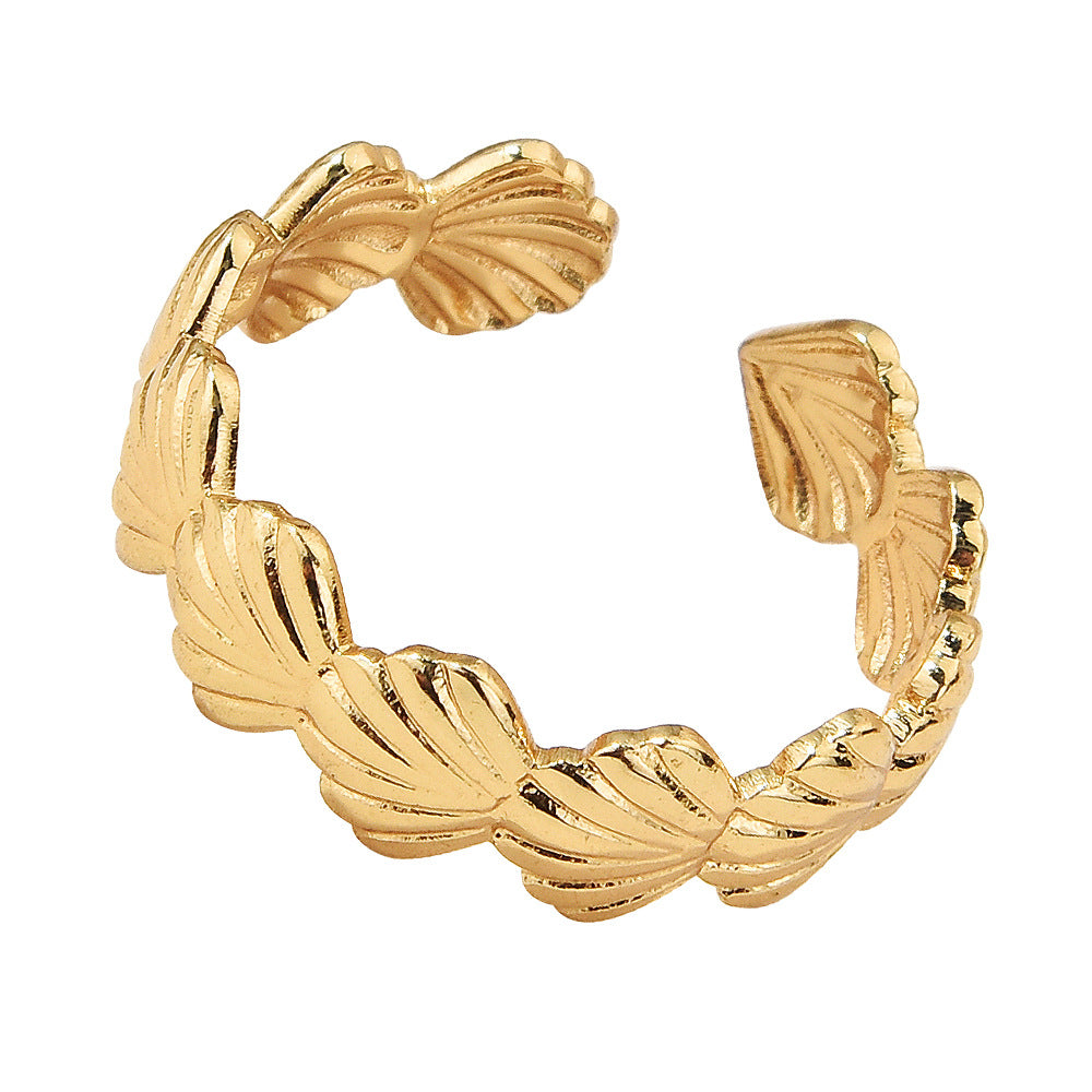 Wholesale Gold Plated Titanium Steel Geometric Eye Adjustable Ring Boutique Resale