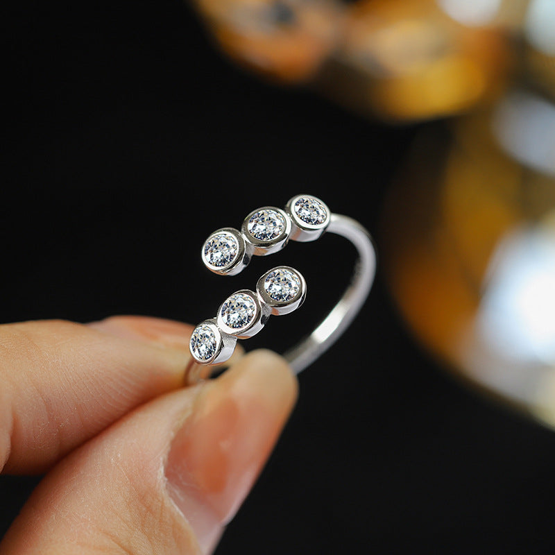 Wholesale s925 sterling silver round diamond open ring