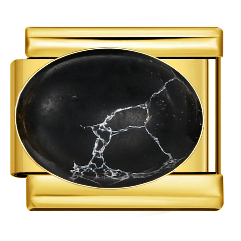 Wholesale Italian Charm Bracelet 9mm DIY Splicing Removable Large Oval Color Stone Stainless Steel Composable Bracelet