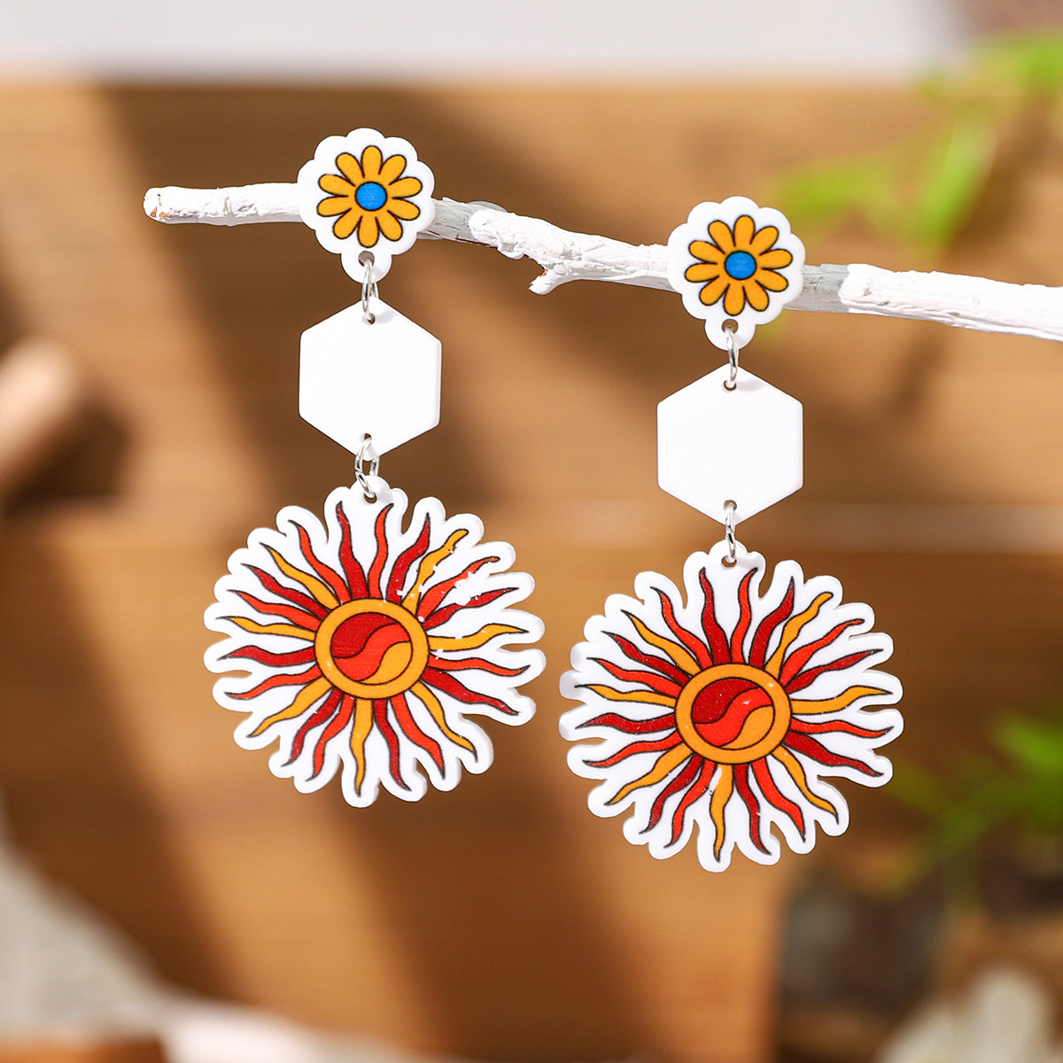 Wholesale Brilliant painted acrylic  butterfly contrast color earrings