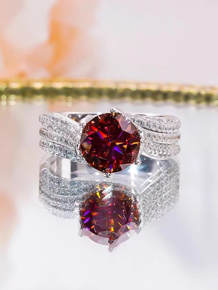 Wholesale Pigeon Egg High Carbon Diamond Three Row Full Diamond Line Ring Rhinestone Rings ACC-RS-JRD002