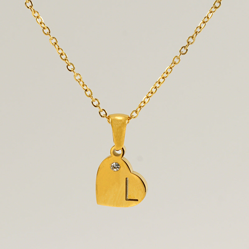 Wholesale Diamond Heart Letter Necklace ACC-NE-ZhongYao005