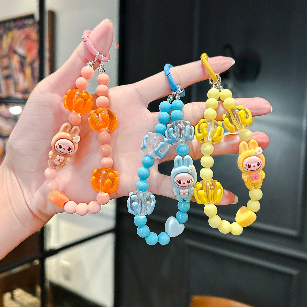 Wholesale Cartoon Cute Graffiti Bead Bracelet Keychains