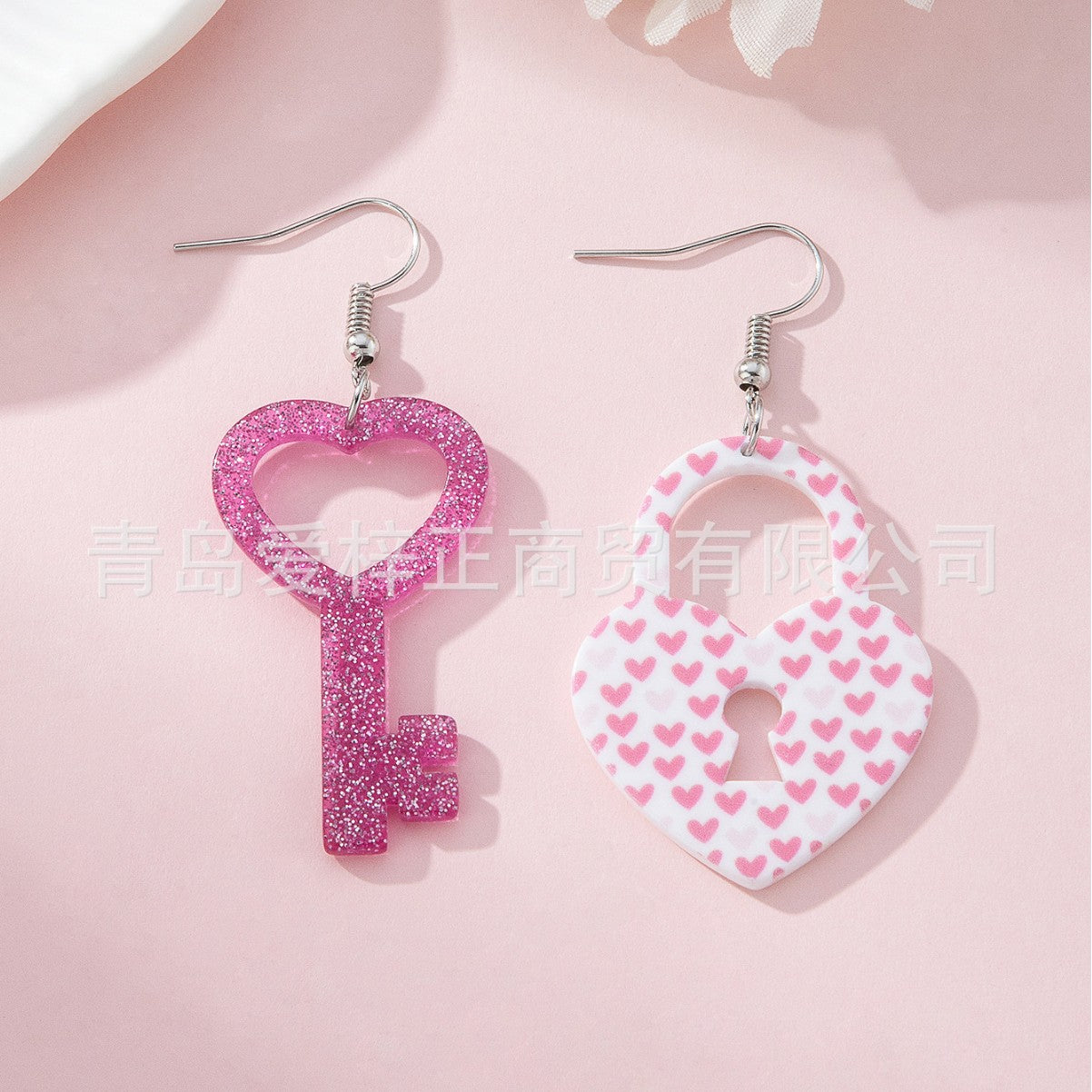 Wholesale Acrylic Valentine's Day Love Key Earrings