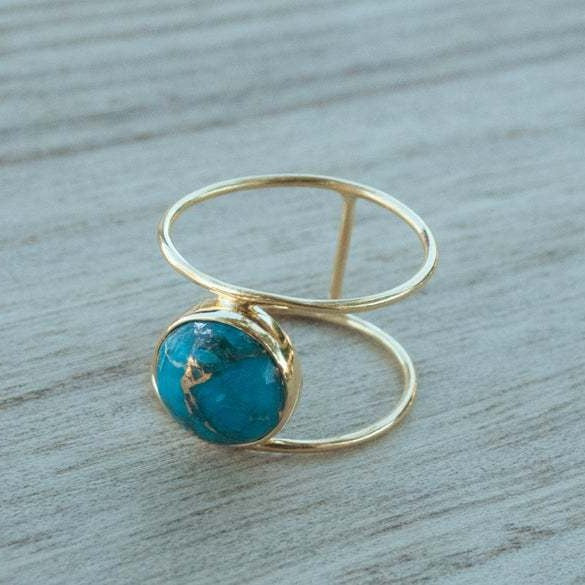 Wholesale Vintage turquoise epoxy round ring