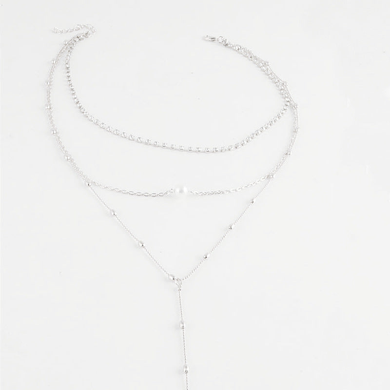 Wholesale  multi-layer Pearl tassel necklace