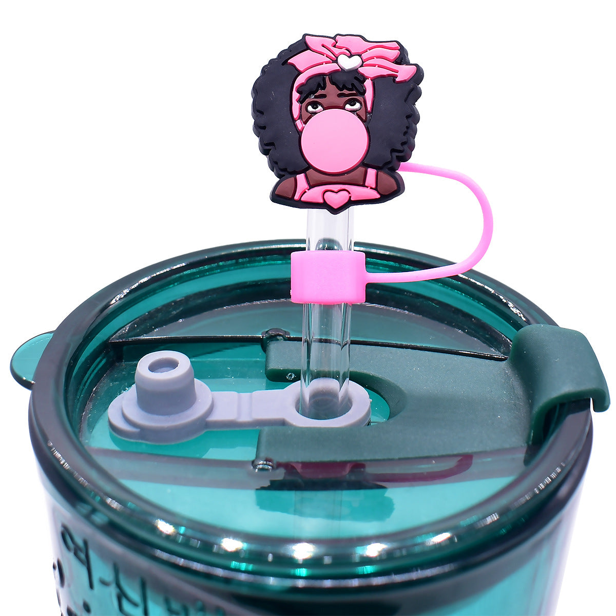 Wholesale Random 100pcs Cartoon Straw Tube Cap 10mm Soft Glue Straw Decoration Straw Cover ACC-SCR-RYY037