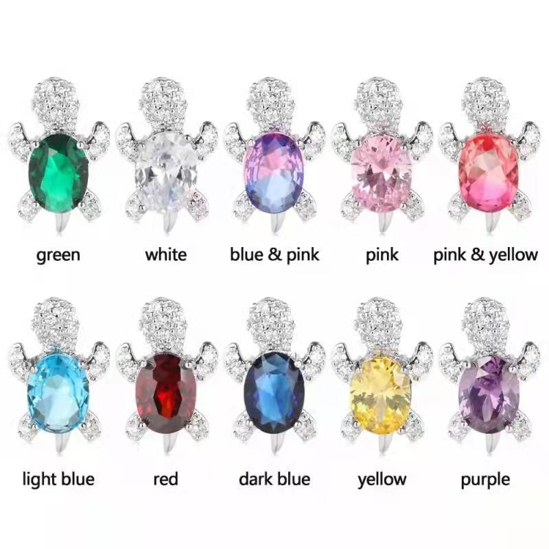 Wholesale Cartoon Colored Diamond Gemstone Turtle Alloy Earrings ACC-ES-JYS001