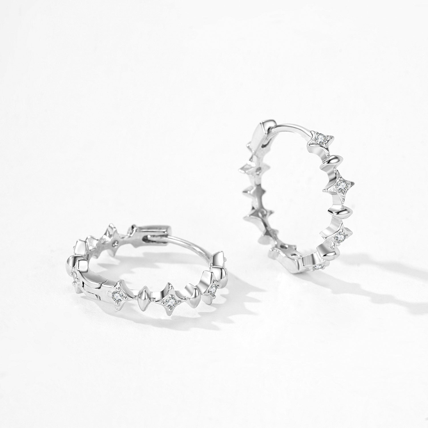 Wholesale S925 sterling silver shiny four-pointed star earrings