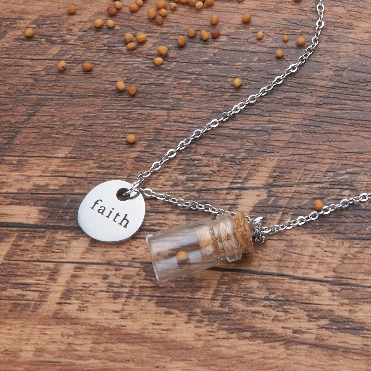 Wholesale Stainless Steel  Bottle Mustard Seed Pendant Necklace