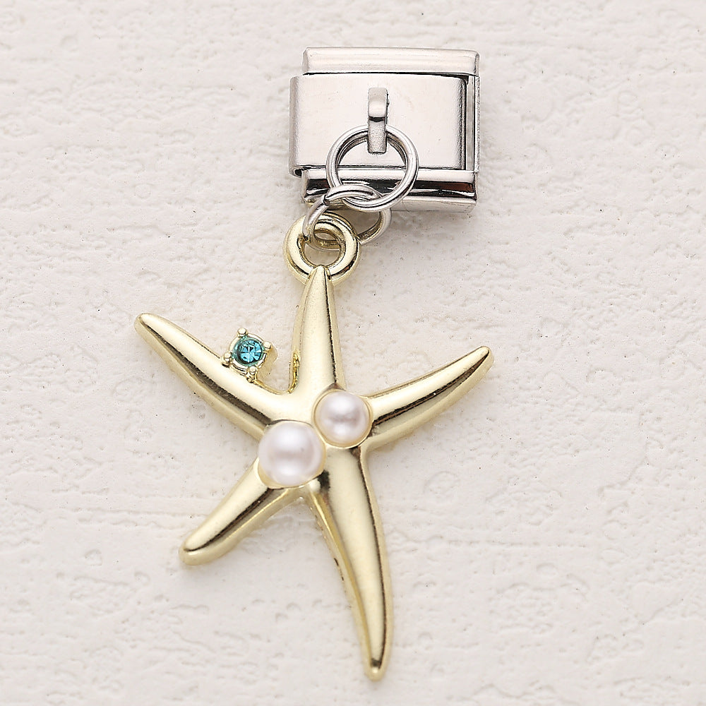 Wholesale 10pcs Italian Charm Bracelet 9mm DIY Splicing Marine Life Shell Stainless Steel Composable Bracelet