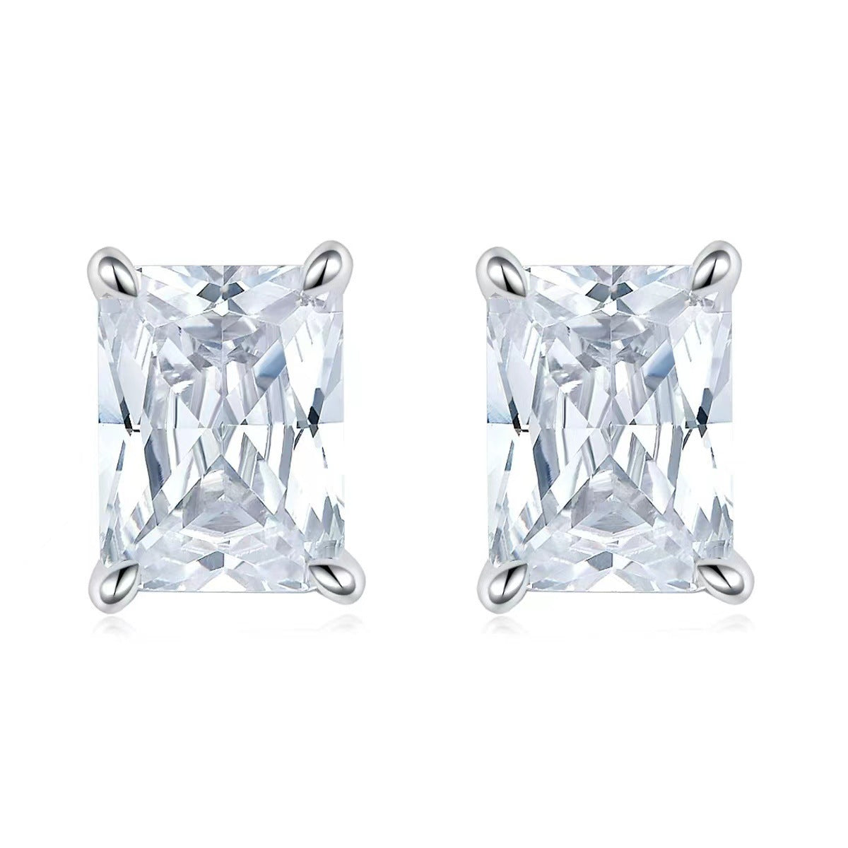 Wholesale Colorful Rectangular Gemstone Earrings European American Style Inlaid Zircon Fashion Accessory