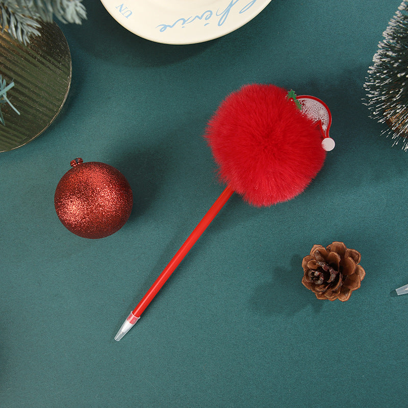 Wholesale Christmas Quicksand Sequin Santa Claus Snowman Elk Fur Ballpoint Pen