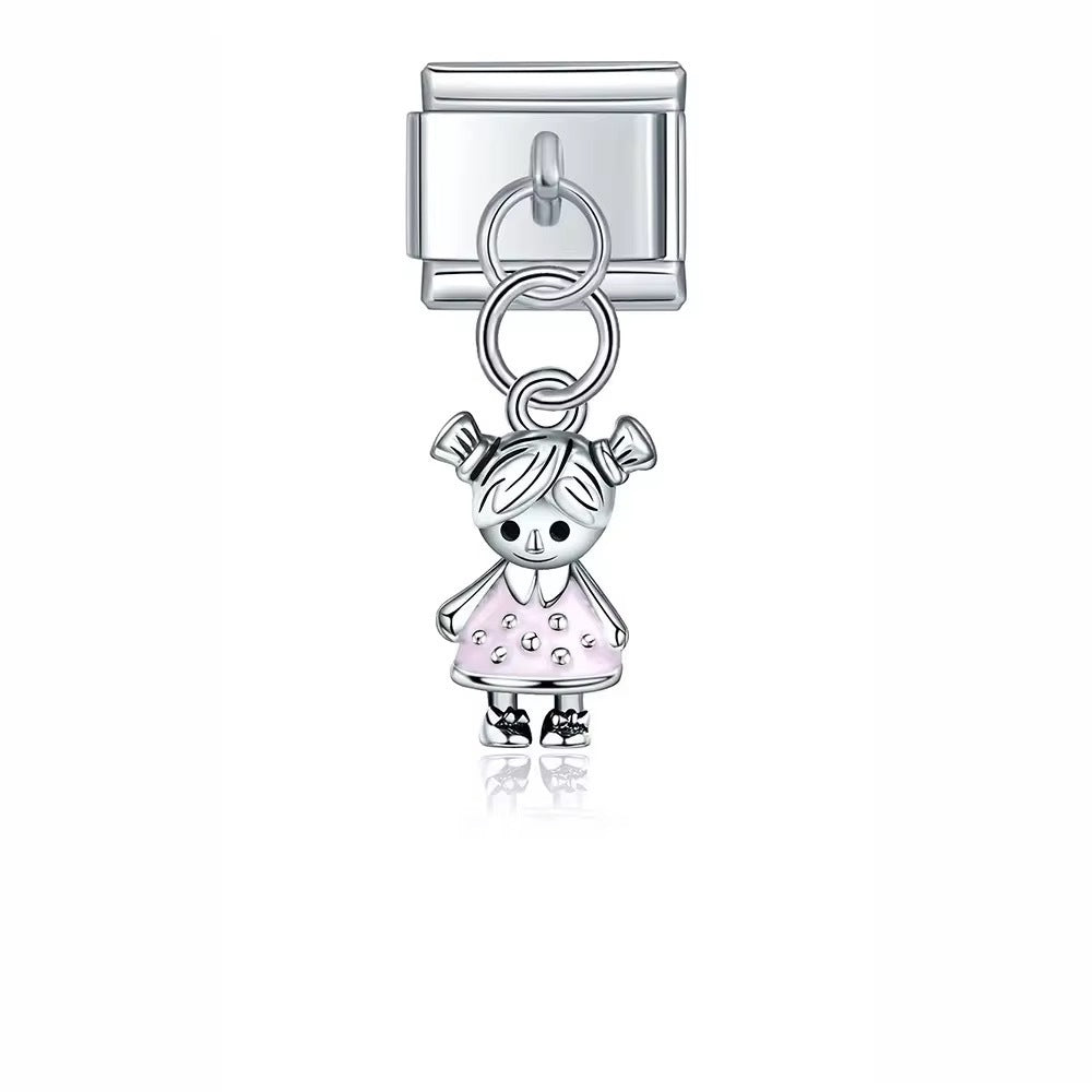 Wholesale Stainless Steel Cute Dog Pendant Charm DIY Modular for Bracelet Making Jewelry Accessory Gift