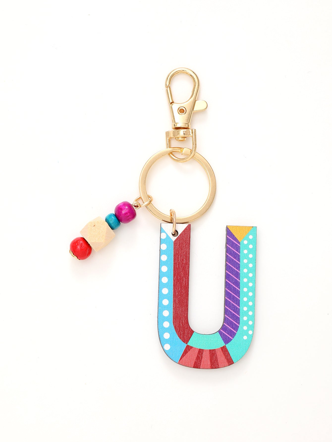 Wholesale Trendy Alphabet Bead Keychain Wooden Car Key Accessory Gift Boutique Resale
