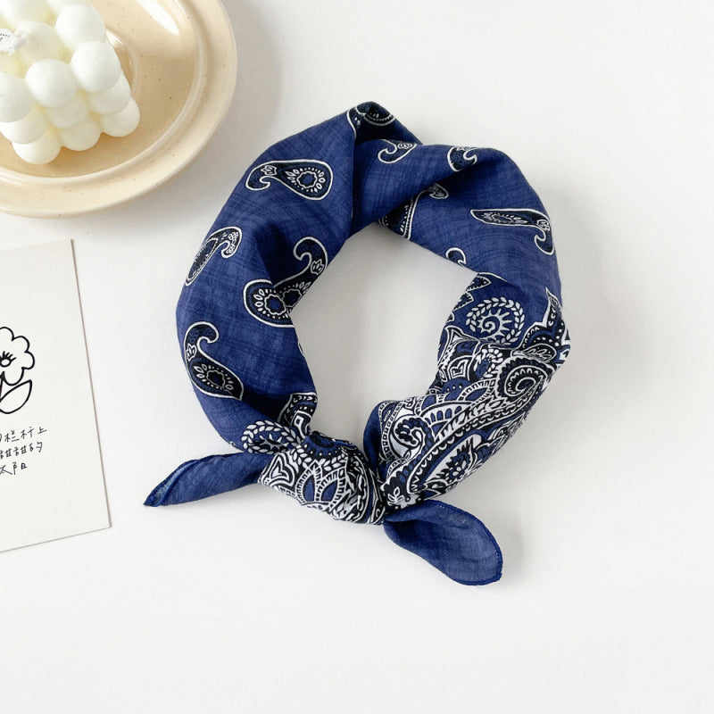 Wholesale Cotton blue cashew scarf small square scarf
