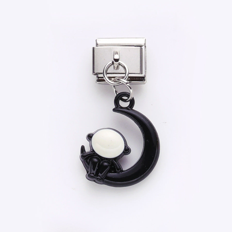 Wholesale 10pcs Love Butterfly Cat Pendant Italian Module DIY Stainless Steel Bracelet Accessories
