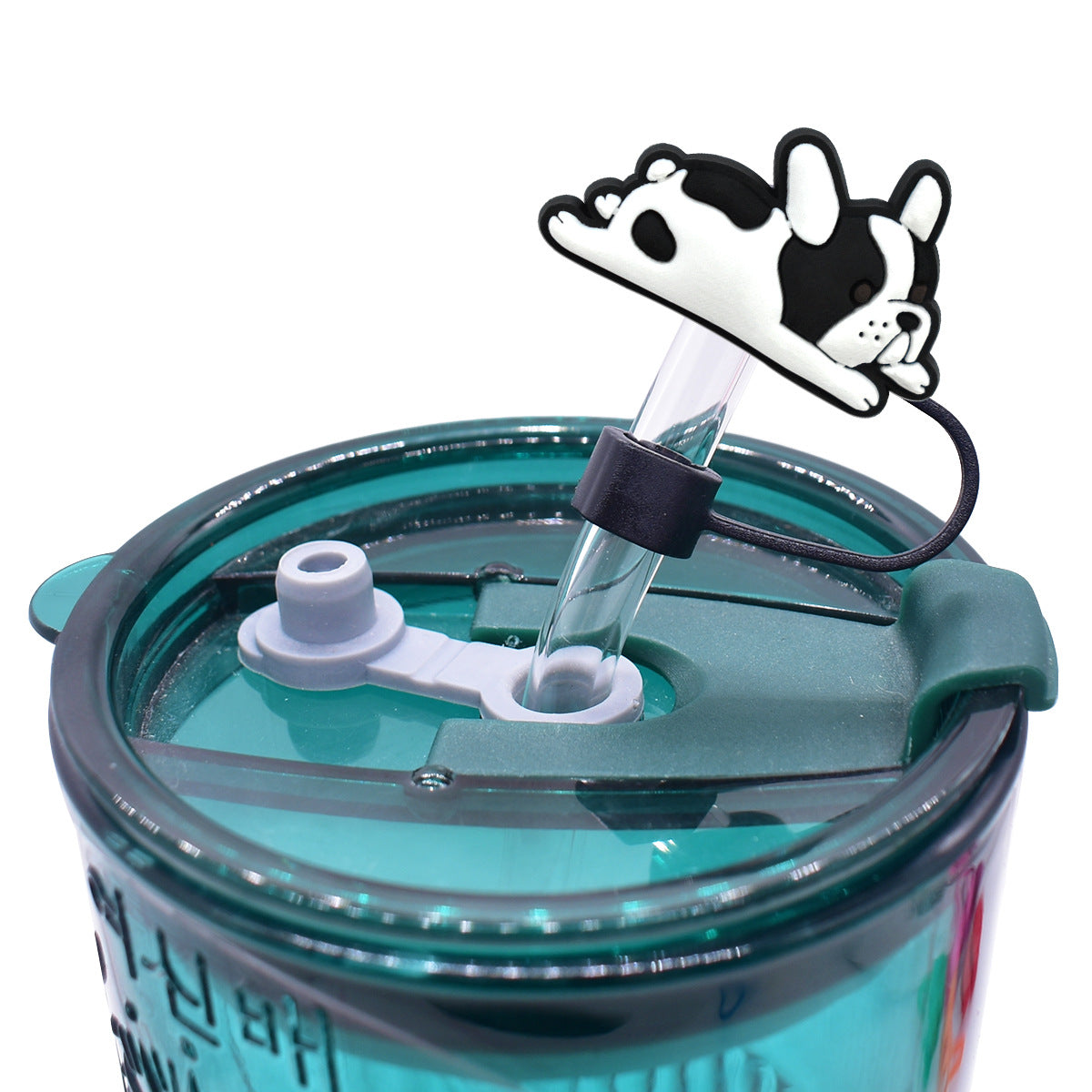 Wholesale Random 100pcs Cute Pet Dog Straw Tube Cap 10mm Soft Glue Straw Decoration Straw Cover ACC-SCR-RYY035