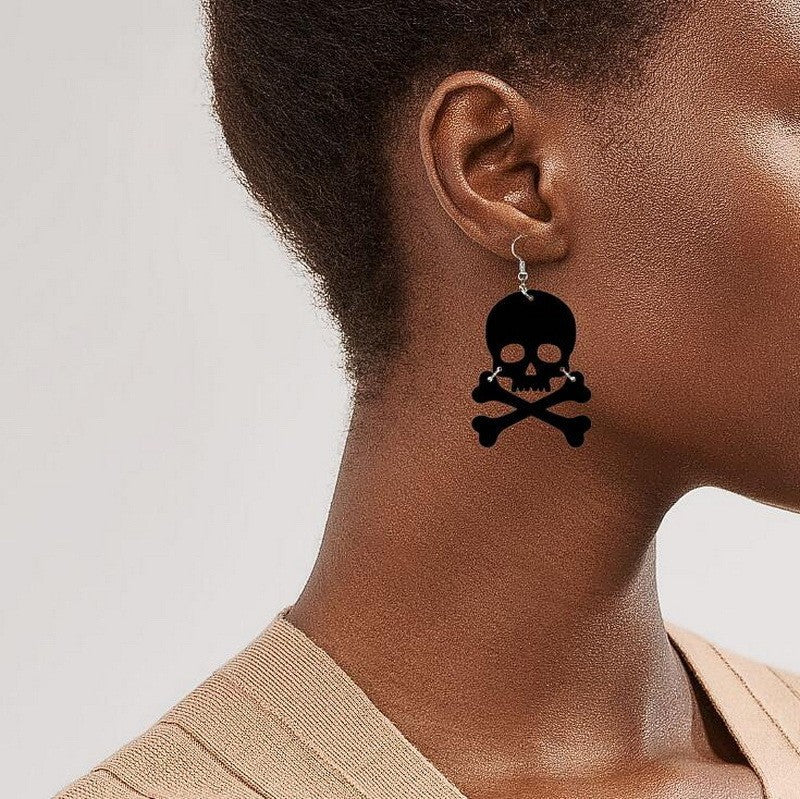 Wholesale Acrylic  Earrings Dark Gothic Skull And Pumpkin Design Trendy Fashion Jewelry Accessory For Gift And Resale