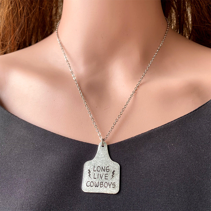 Wholesale 3pcs Western Denim Necklace Vintage Lettering  Necklace