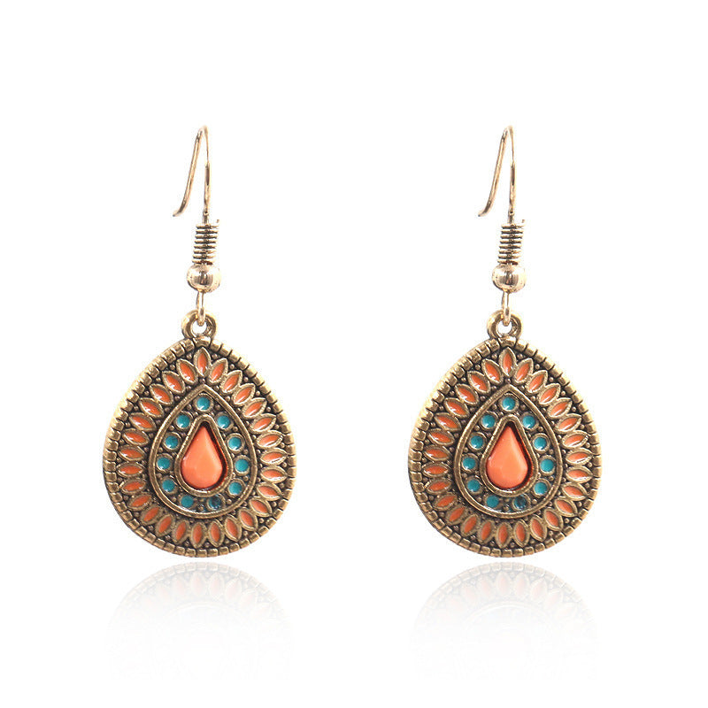Wholesale Alloy Clear Drip Oil Geometric Bohemian Earrings for Women Fashion Accessory