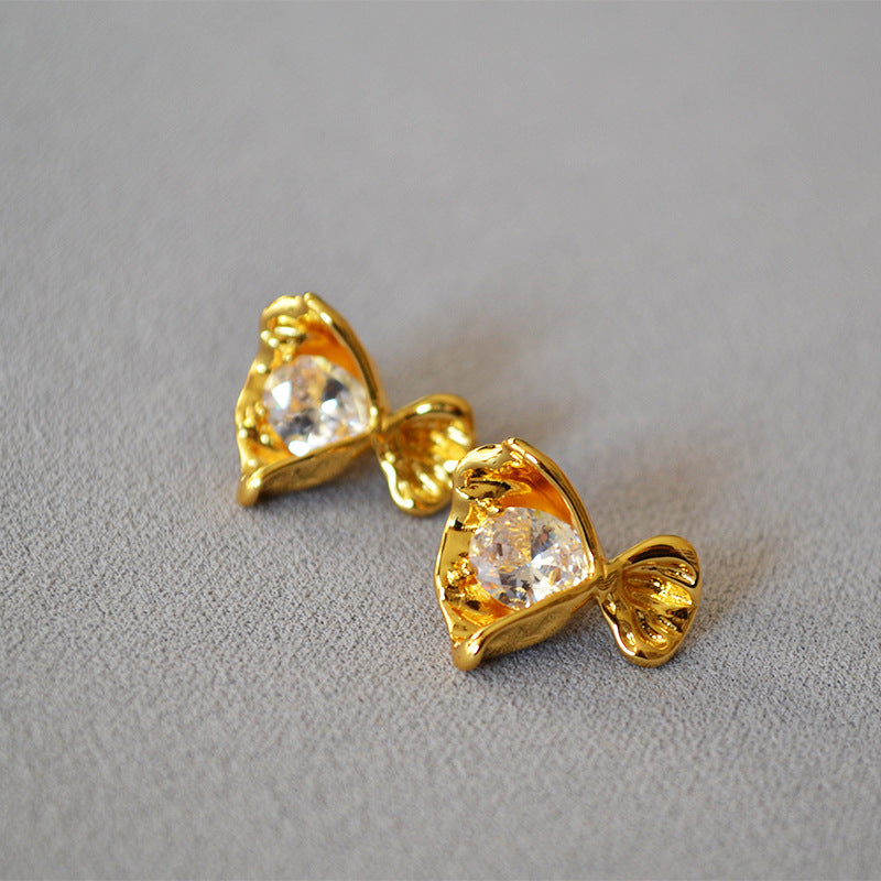 Wholesale wrinkle packaging hand holding bouquet colorful candy zircon earrings