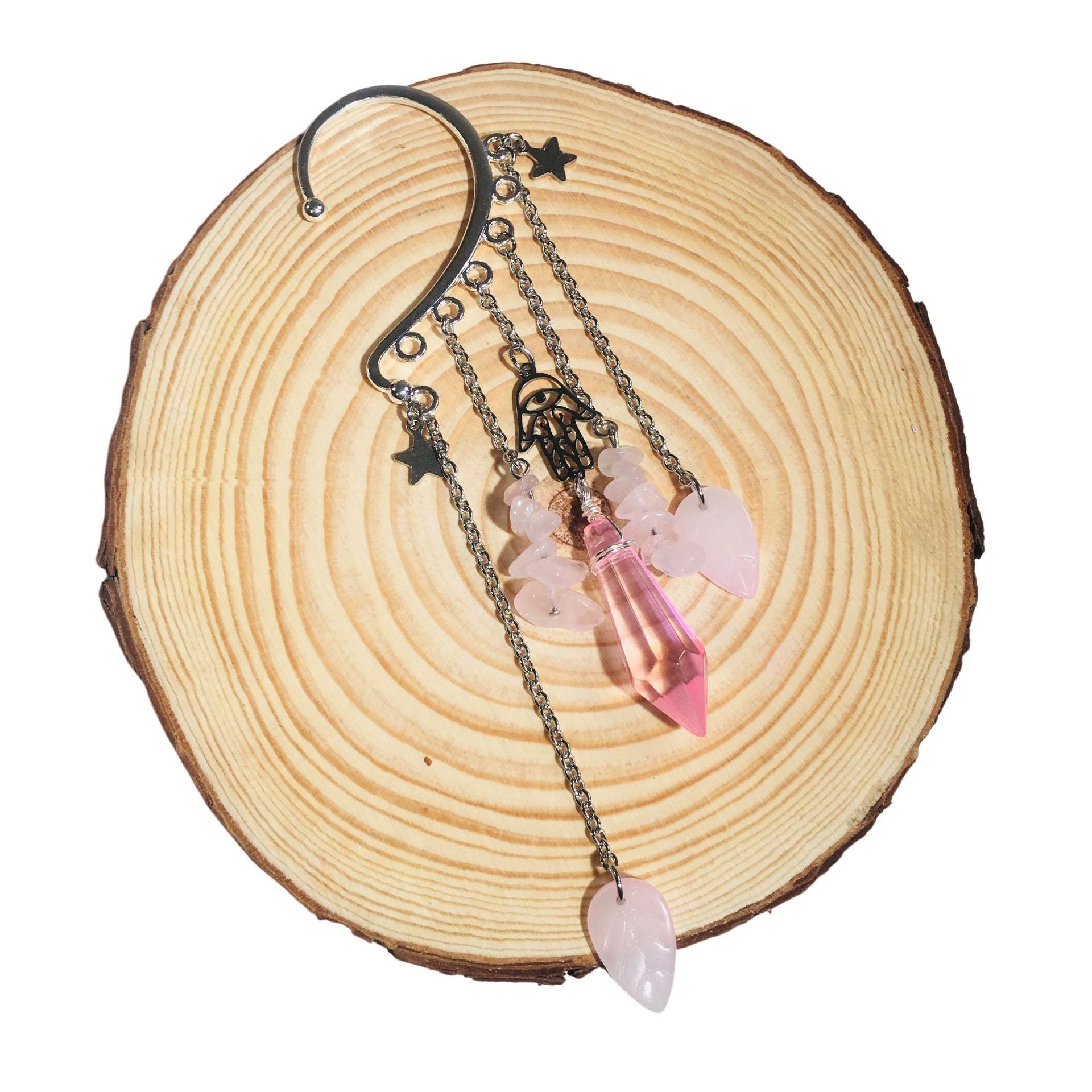 Wholesale Natural Crystal Gravel Elf Holeless Ear Hook Earrings ACC-ES-RongGuan006