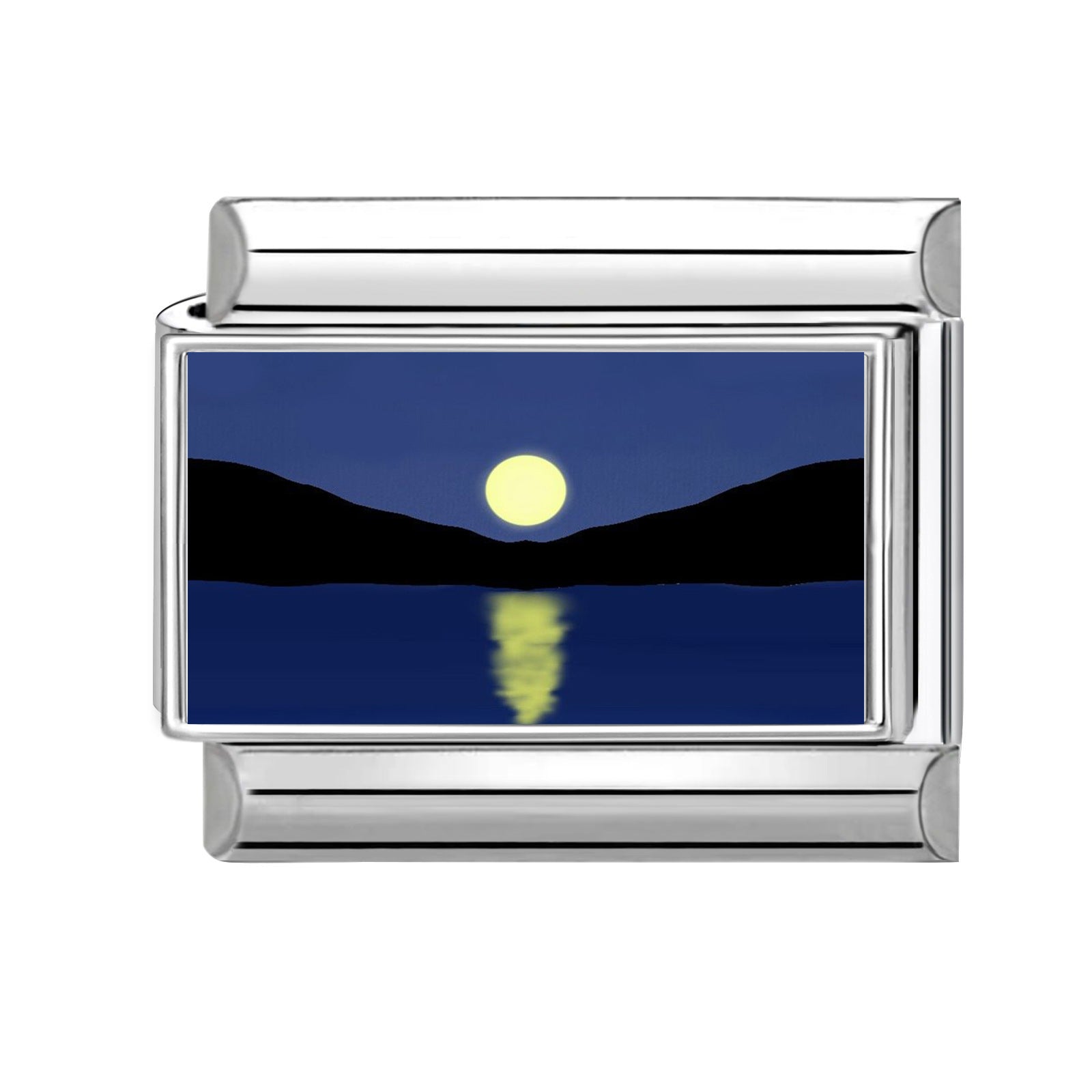 Wholesale Hearts and Love Italian Charms Blue series DIY square Single Section Creative Stainless Steel Composable Bracelet