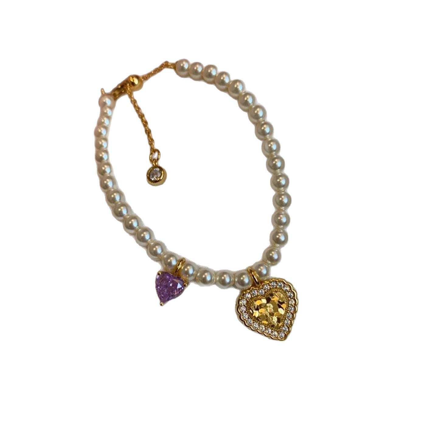 Wholesale  Light Luxury Pearl Heart Pendant Bracelet