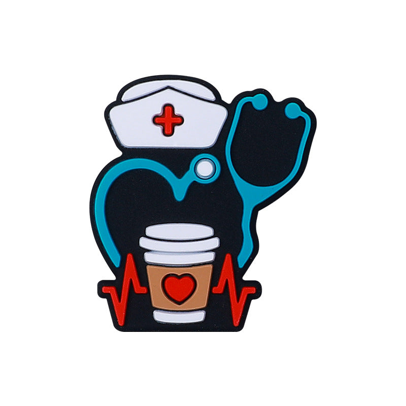 Wholesale 20pcs Coffee Letter Silicone Focal Beads DIY Bead Pen Accessories ACC-BDS-RongFa023