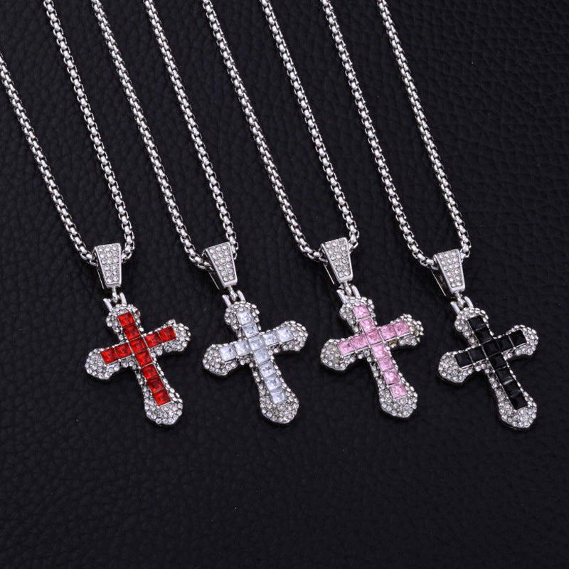Wholesale Full Diamond Cross Necklaces Long Necklaces ACC-NE-Xunb003