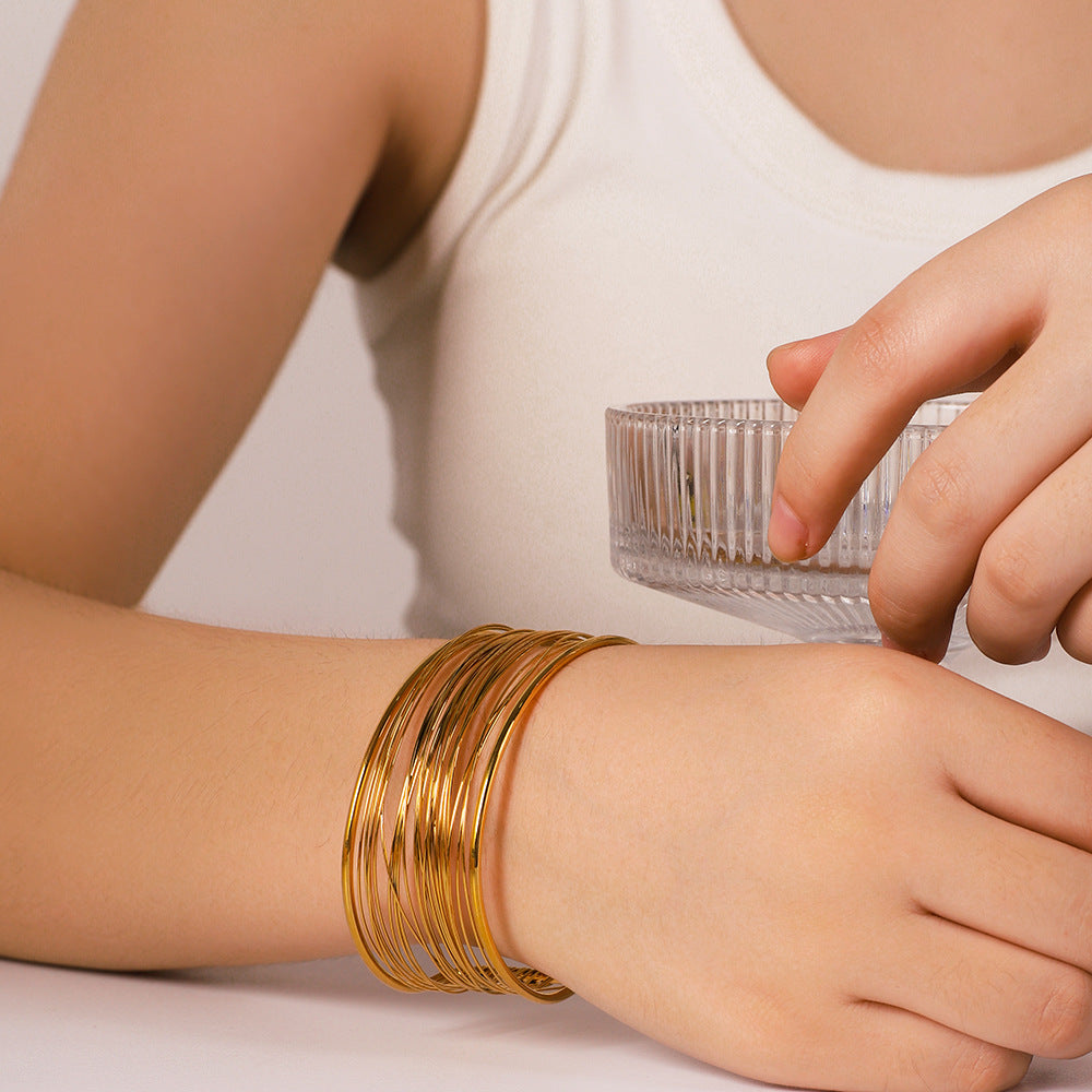 Wholesale 18K Gold Stainless Steel Multi-layer Line Bracelet ACC-BT-XinY025