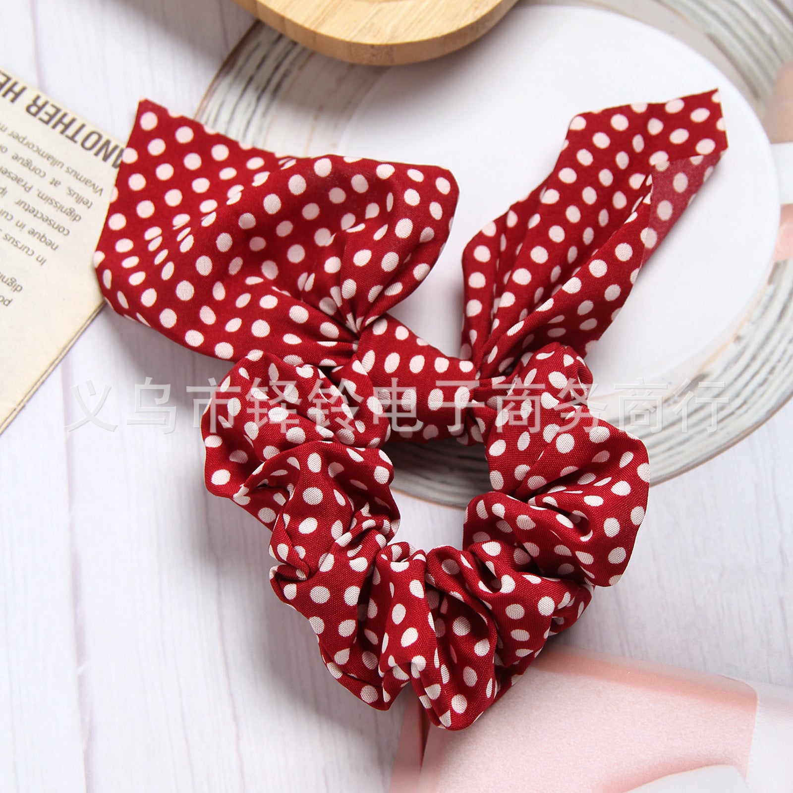 Wholesale Small wave dot knot rabbit ears hair ring Korean women' s head rope hair band