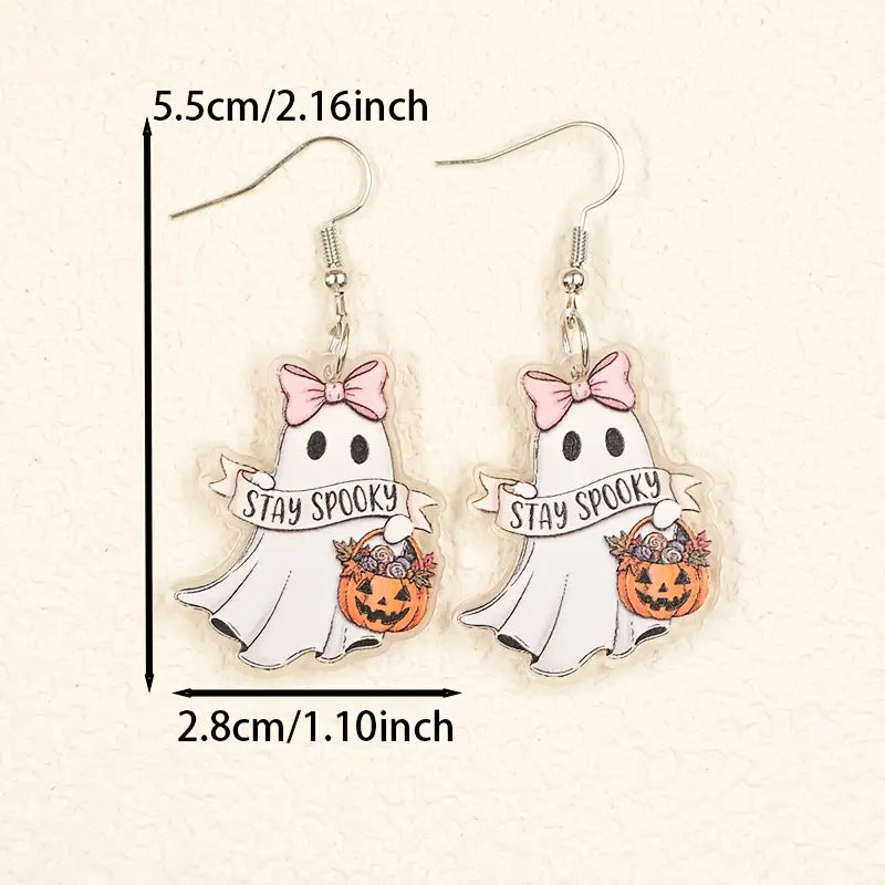 Wholesale Acrylic Ghost Pumpkin Earrings - Hip-Hop Gothic  Jewelry Accessory