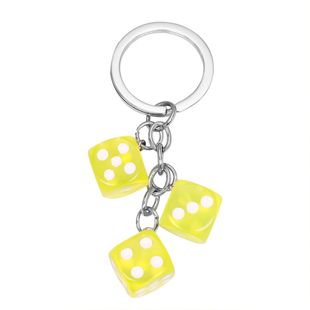 Wholesale Creative Resin Dice Keychain Bag Charm - Black,  Cross/ Crown/ Roman Numeral Pattern,  Chic Car Key Accessory
