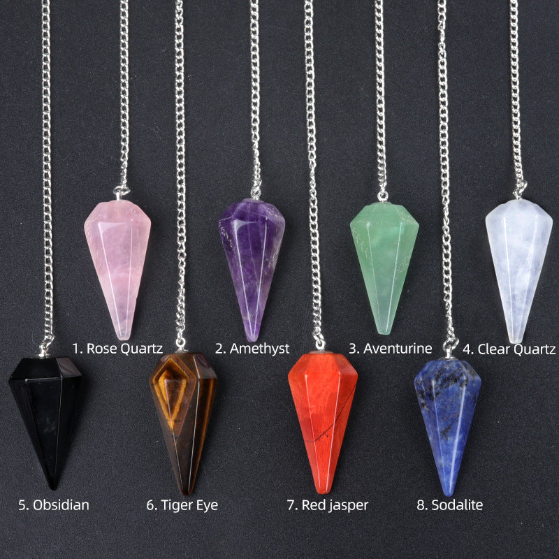 Wholesale 38mm swing natural crystal stone swing polished hexagonal column pendant