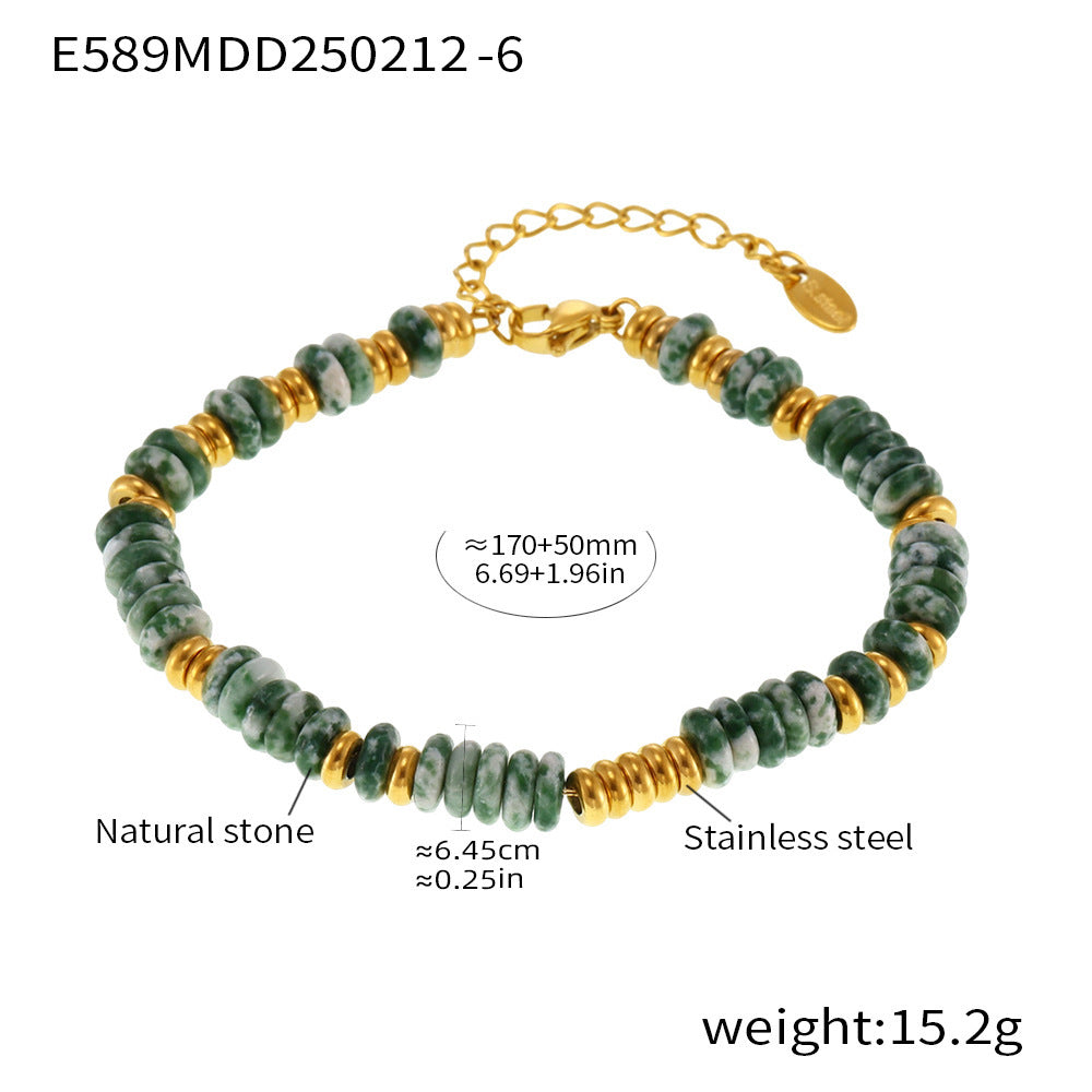 Wholesale Titanium Steel  Natural Stone Abacus Beads Bracelet