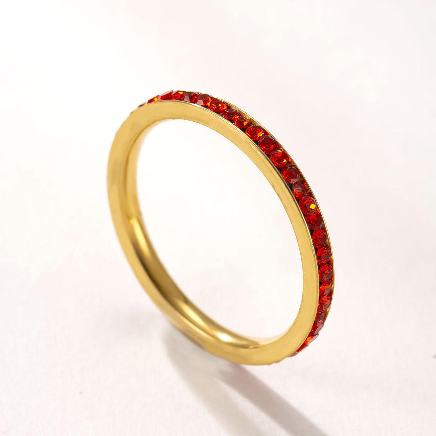 Wholesale Stainless Steel 2Mm Colored Diamond Couple Ring Chic Geometric Unisex Jewelry Accessory Gift