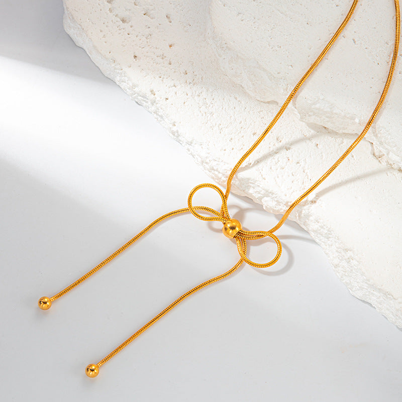 Wholesale  Light Luxury Stainless Steel Butterfly Knot Fashion All-match Necklace