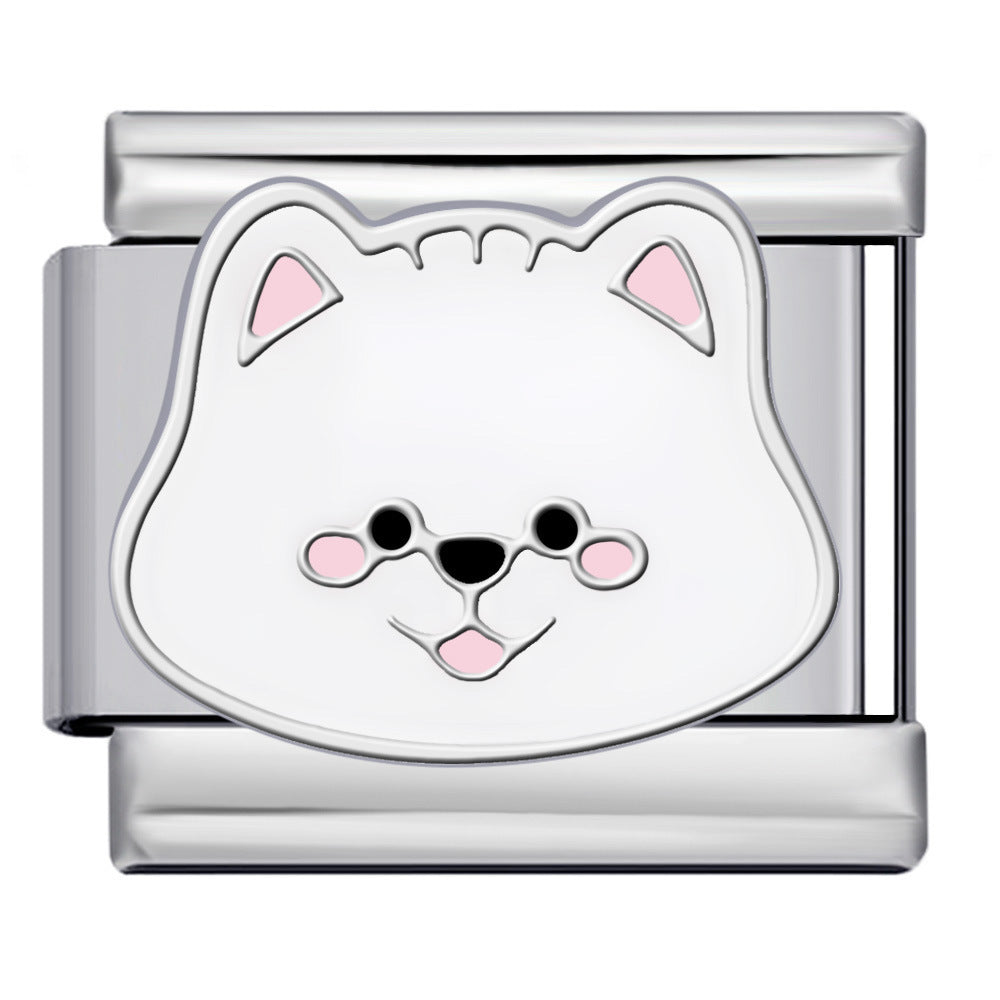 Wholesale 5pcs Italian Charm Bracelet 9mm DIY Splicing Cute Cartoon Dog Stainless Steel Composable Bracelet