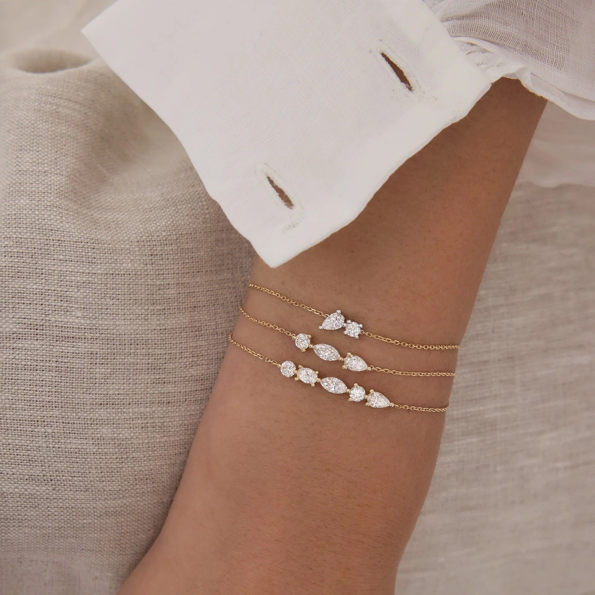 Wholesale Trendy Geometric Zircon Thin Chain Bracelet For Women Stainless Steel Jewelry Accessory Casual Gift Idea