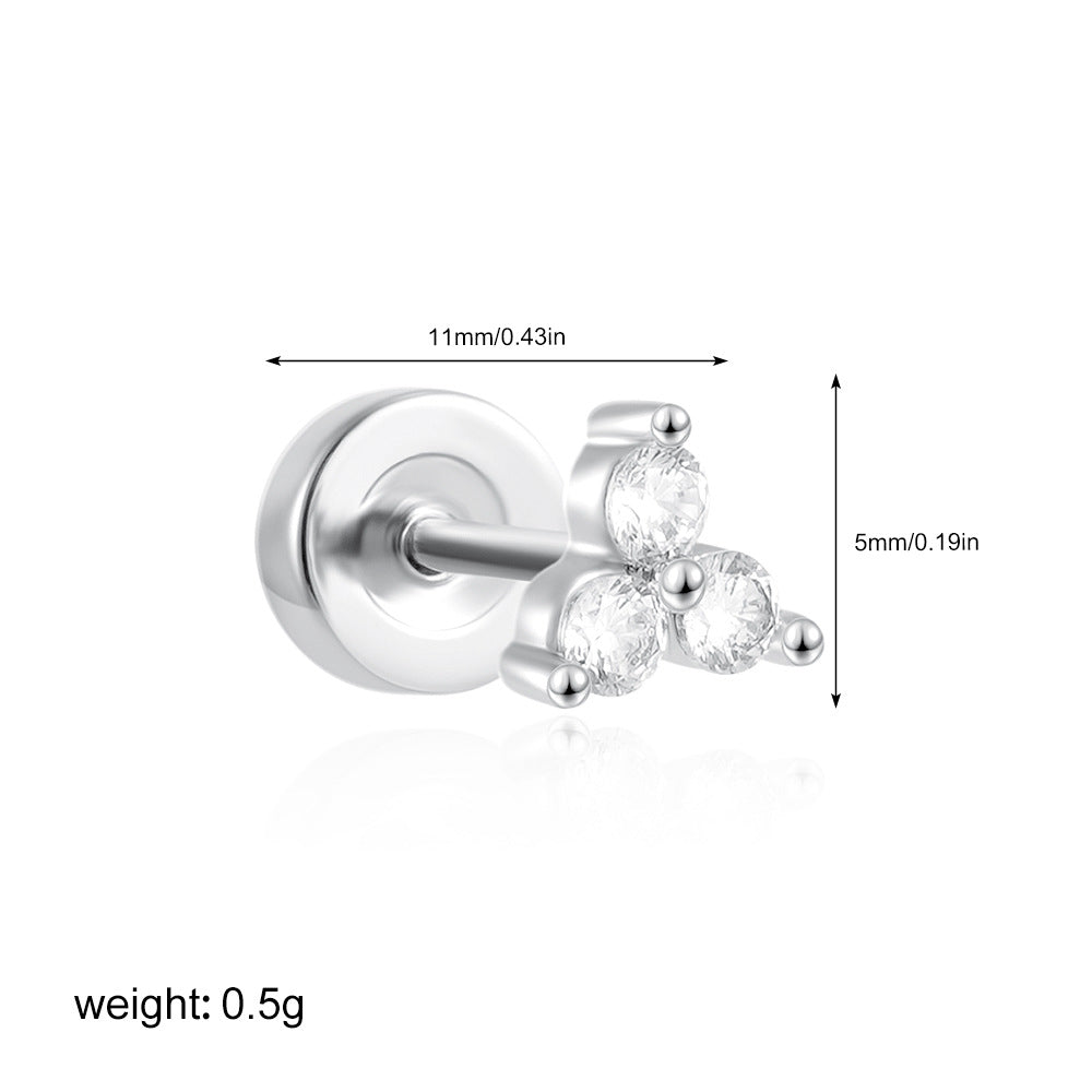 Wholesale Stainless steel 18K gold zircon titanium steel mini stud earrings