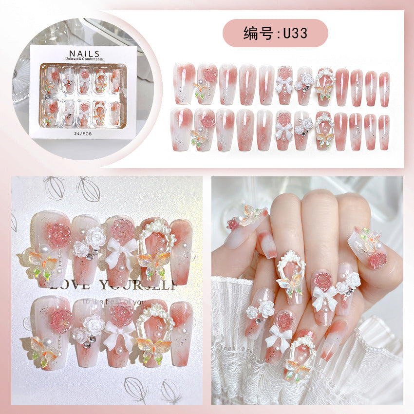 Wholesale 24 Pieces/box Large Diamond Nail Patches Press-on Nails Kits Nail Stickers ACC-NS-DiNa004