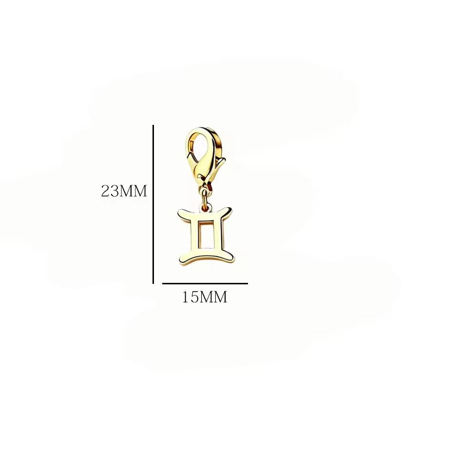 Wholesale Casual Stainless Steel Zodiac Pendant Charms with Lobster Clasp for DIY Jewelry Bracelets Necklaces,  Gift Idea